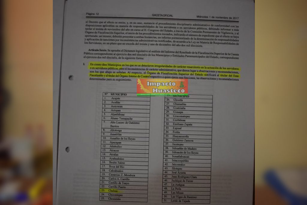 Entrega en tiempo y forma cuenta pública ayuntamiento de Chalma